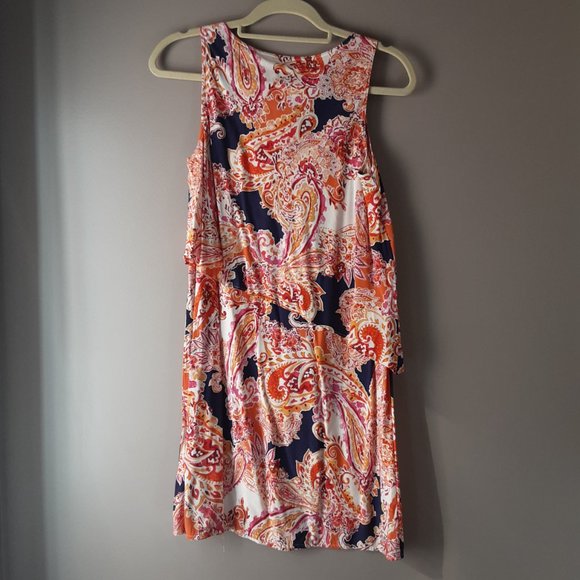 J Jill Sleeveless Shift Dress Geometric Floral Pattern Size XS Petite - Picture 5 of 10